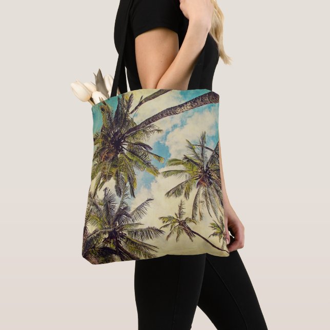 Kauai Island Palms Vintage Blue Hawaii Tote Bag (Close Up)