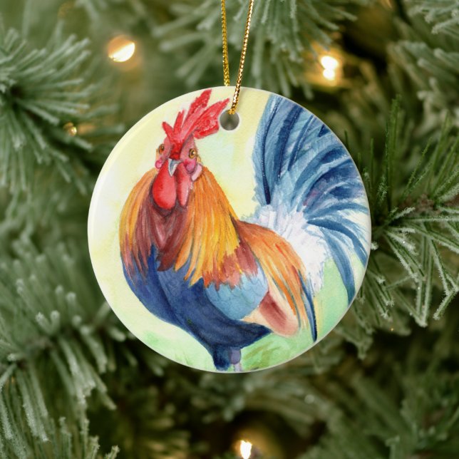 Kauai Island Rooster 4 Ceramic Tree Decoration (Tree)