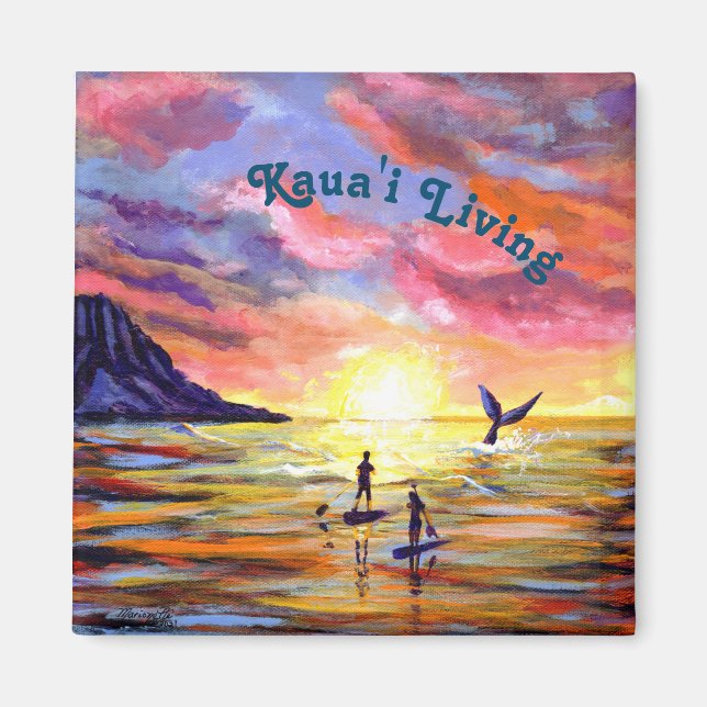Kauai Living Ocean Paddle Boarding  Magnet (Front)