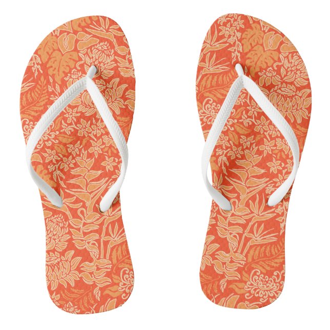 Kauai Morning Hawaiian Protea Floral Flip Flops (Footbed)