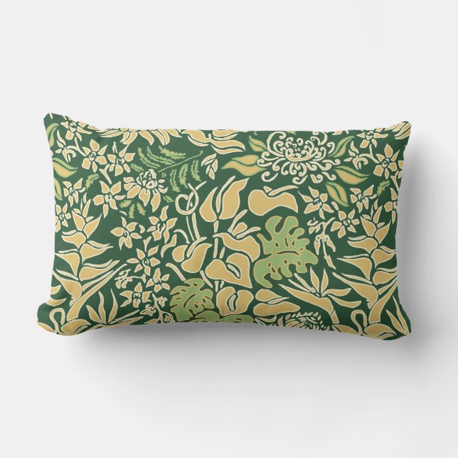 Kauai Morning Hawaiian Protea Floral Reversible Lumbar Cushion (Front)