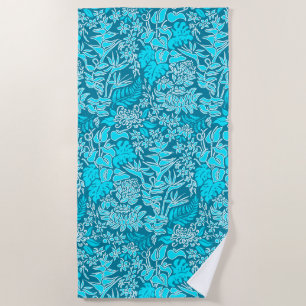 Kauai Morning Hawaiian Protea Floral - Turq Beach Towel