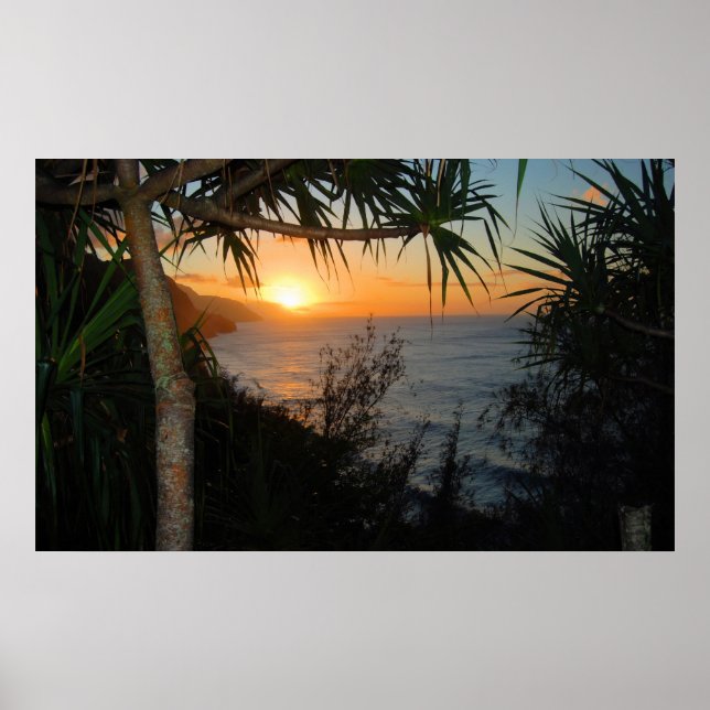 Kauai Na Pali Coast Sunset Poster (Front)