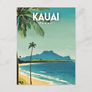 Kauai Nostalgic Vintage Travel Art Postcard