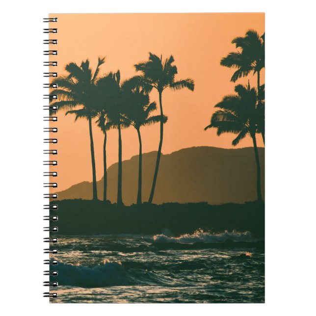 Kauai Ocean Sunset Palm Trees Notebook (Front)