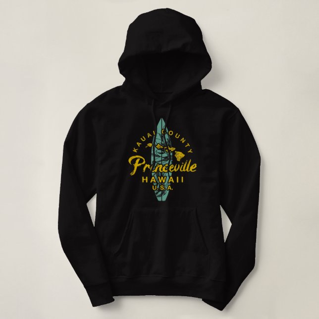 Kauai Princeville Hawaii Vintage Hawaiian Retro Su Hoodie (Design Front)