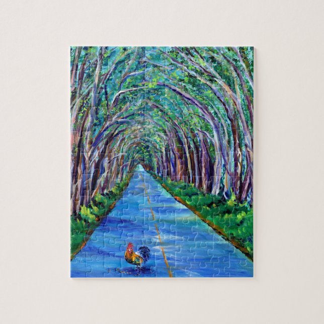 Kauai Rooster in the Tree Tunnel Jigsaw Puzzle (Vertical)