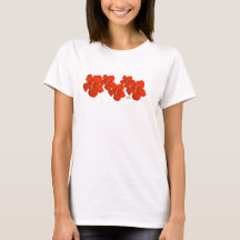 Kauai T-Shirt ~ Clusters of  Red Hibiscus Flowers