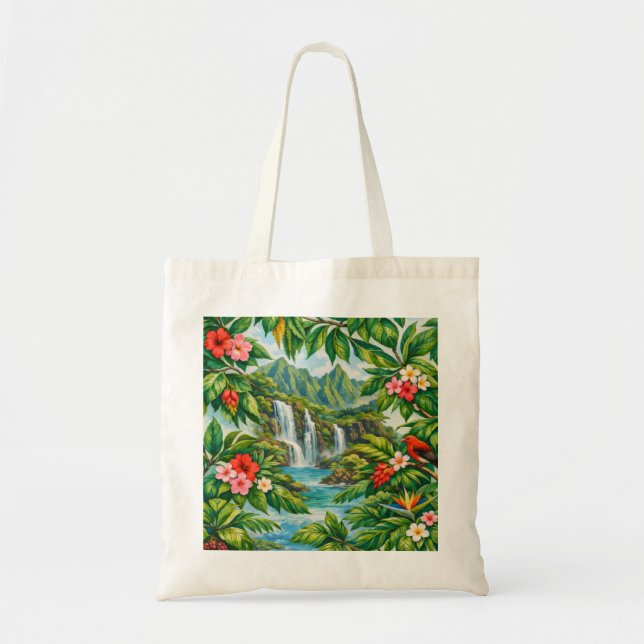 Kauai Tropical Waterfall Tote Bag (Front)