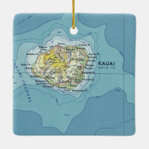 Kauai Vintage Map Ceramic Ornament