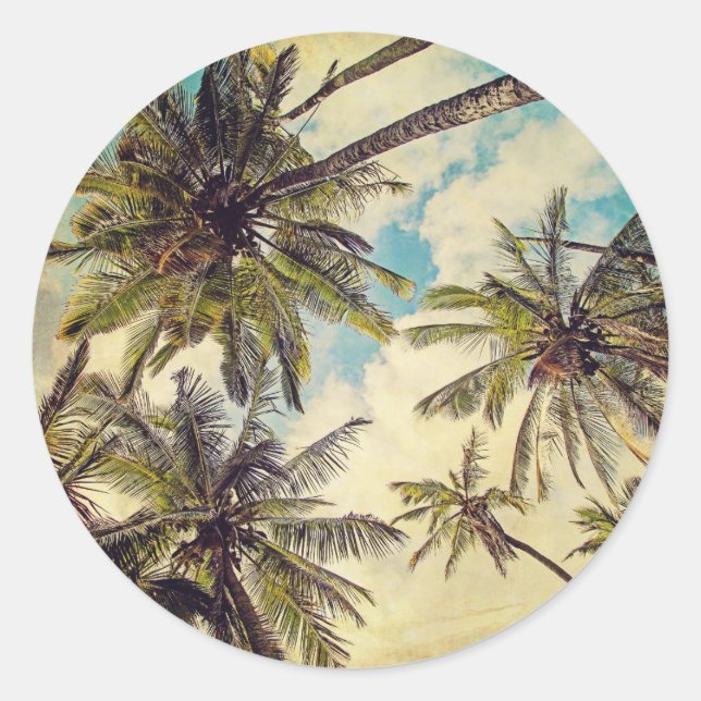 Kauai Vintage Palm Trees Sticker (Front)