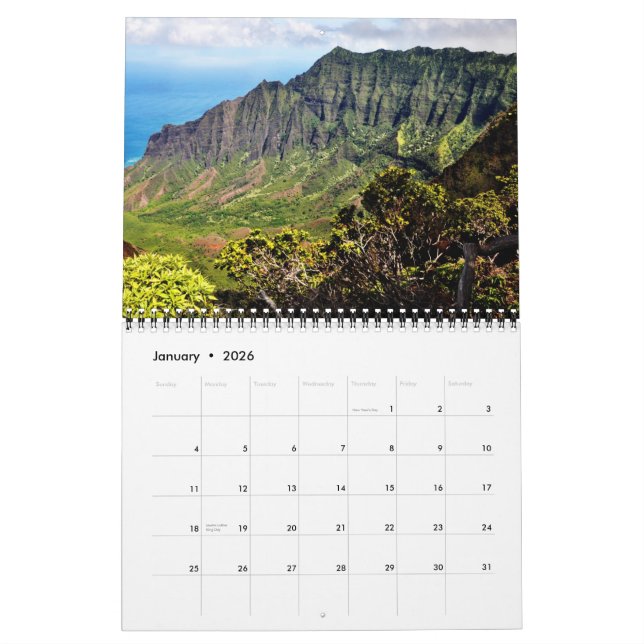 Kauai Wall Calendar (Jan 2026)