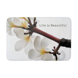 Kauai White Plumeria Flowers (photo taken by me) Bath Mat
