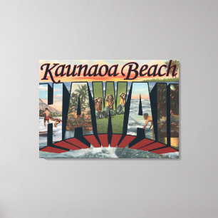 Kaunaoa Beach, Hawaii - Large Letter Scenes Canvas Print