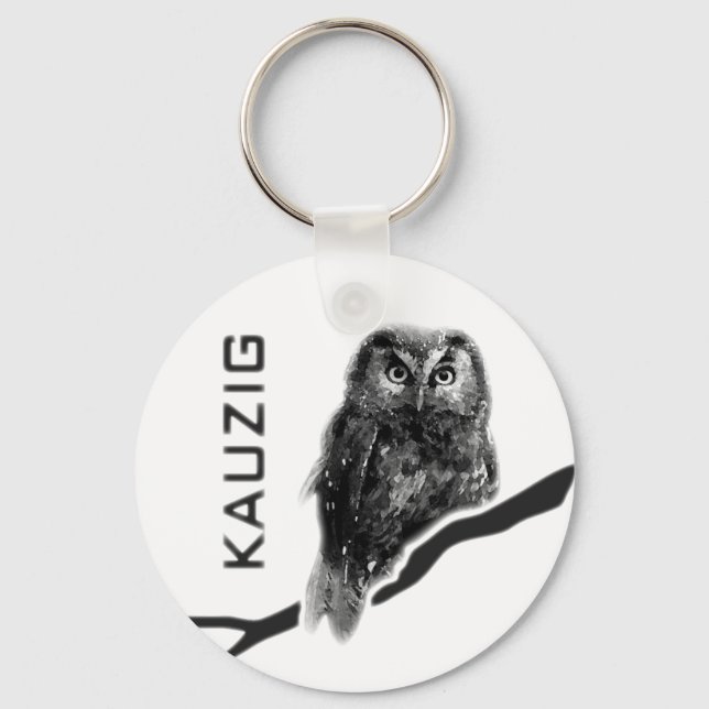 Kauz Eule Uhu käuzchen owl bird kauzig Key Ring (Front)