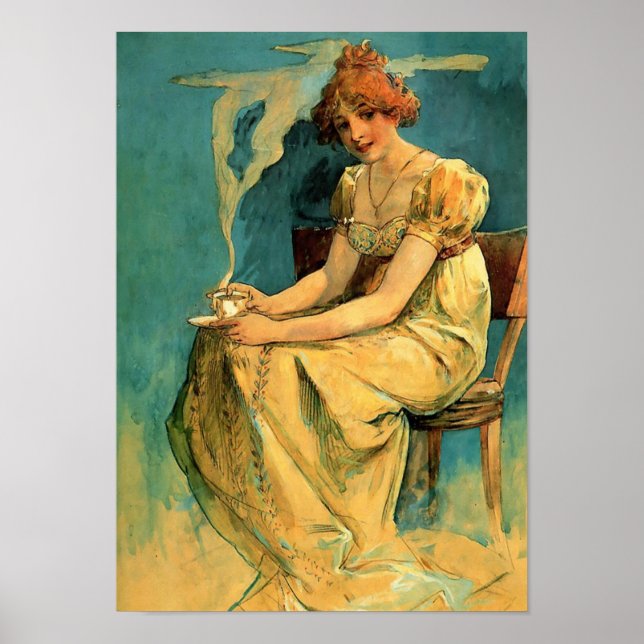 Kava By Alphonse (Alfons) Mucha Poster (Front)