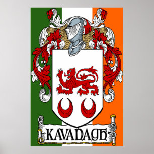 Kavanagh Coat of Arms Irish Flag Print