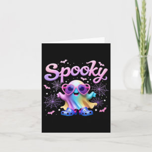 Kawaai Pastel Spooky Bow Ghost With Lights Hallowe Card