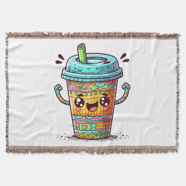 Kawai Coffee Throw Blanket (Front)