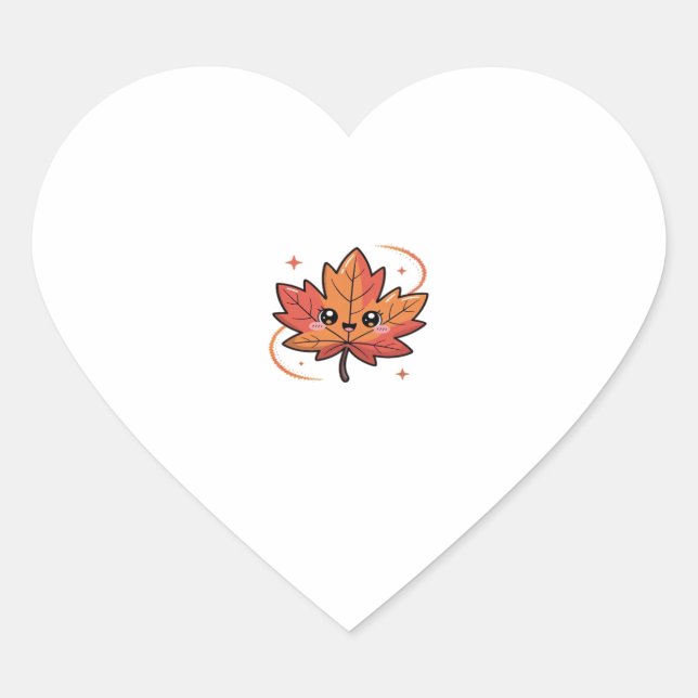 kawai leaf, Classic T-Shirt Heart Sticker (Front)