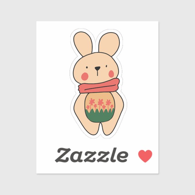 Kawai Naive Pink Bunny With Flower (Sheet)