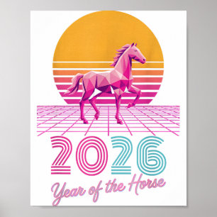 Kawaii 2026 2026 Year Of The Horse Lunar Cowgirl Z Poster