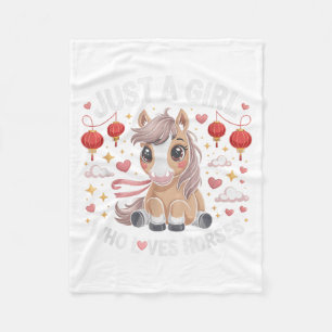 Kawaii 2026 Just Girl Who Loves Horses Fortune Lad Fleece Blanket