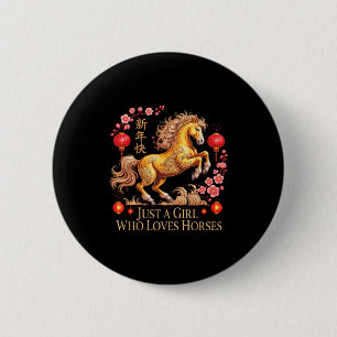 Kawaii 2026 Just Girl Who Loves Horses Zodiac Cowg 6 Cm Round Badge