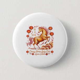 Kawaii 2026 Year Of Crazy Horse Lady Club Lunar Ri 6 Cm Round Badge