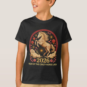 Kawaii 2026 Year Of Crazy Horse Lady Lunar Girl Zo T-Shirt