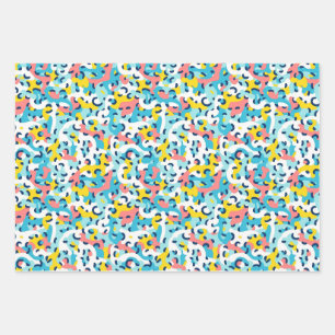 Kawaii Abstract Neon Jaguar Cheetah Leopard Print Wrapping Paper Sheet