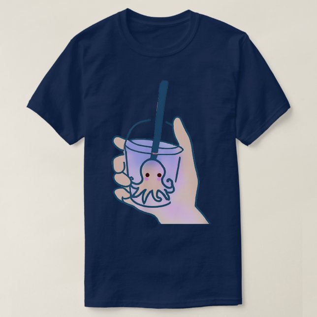 Kawaii Adorable Cup of Octopus Boba Cute Bubble  T-Shirt (Design Front)