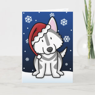 Kawaii Alaskan Malamute Christmas Card