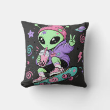 Kawaii Alien Skater Bubble Tea Design
