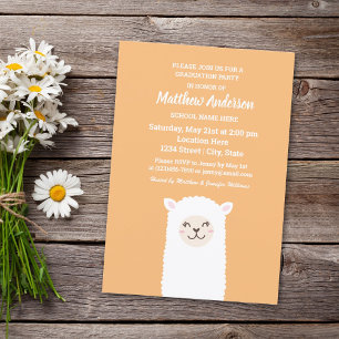 Kawaii Alpaca Graduation Invitation