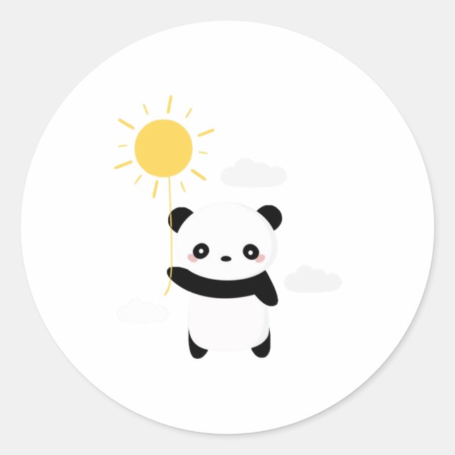 Kawaii and cute panda sunshine classic round sticker (Front)