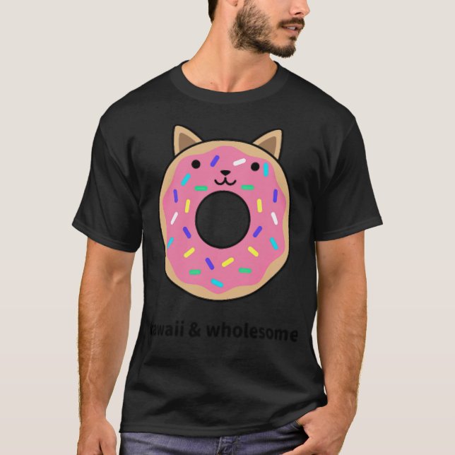 Kawaii and Wholesome Doughnut Cat Cool food cake  T-Shirt (Front)