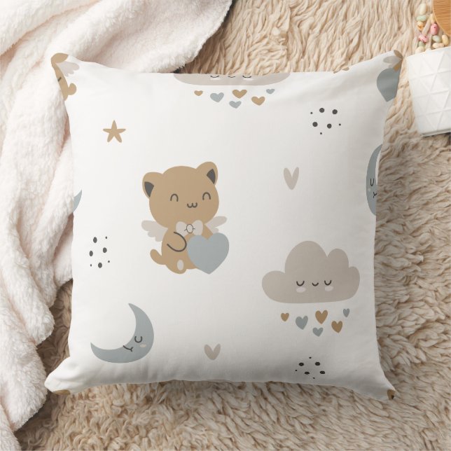 Kawaii Angel Cats & Clouds (1) Cushion (Blanket)