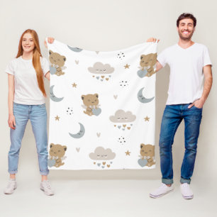 Kawaii Angel Cats & Clouds (1) Fleece Blanket