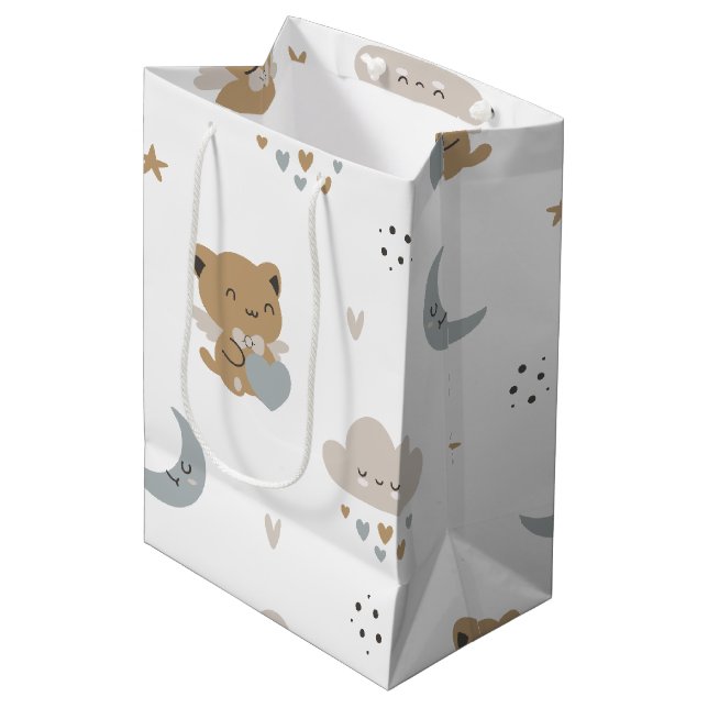 Kawaii Angel Cats & Clouds (1) Medium Gift Bag (Front Angled)