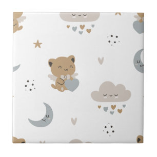 Kawaii Angel Cats & Clouds (1) Tile