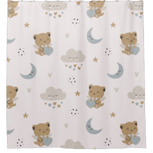 Kawaii Angel Cats & Clouds (2) Shower Curtain