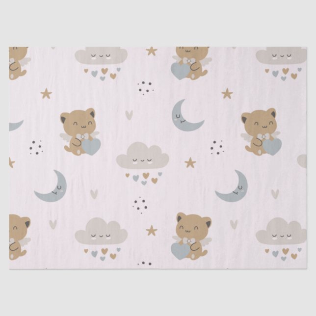 Kawaii Angel Cats & Clouds (2) Tissue Paper (Front)