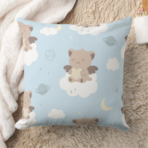 Kawaii Angel Cats on Clouds Pattern Cushion