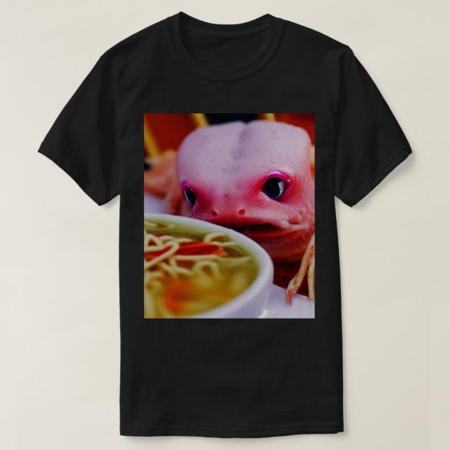 Kawaii Angry Axolotl Eating Ramen Noodles  Girls T-Shirt (Design Front)
