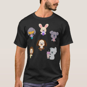 Kawaii Animal Boba Tea Cute Elephant Rabbit Koala T-Shirt