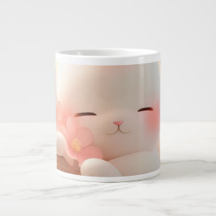 “Kawaii Animal Coffee Mug – Cute Blush Cat Design”