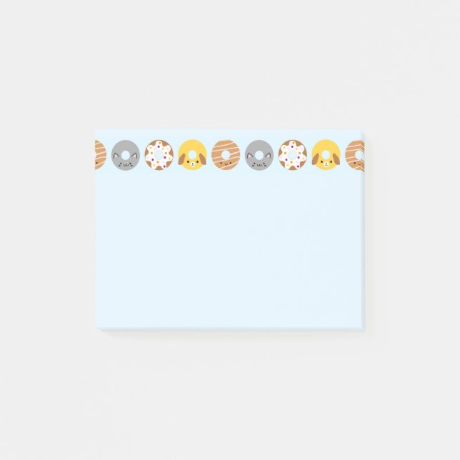 Kawaii Animal Doughnuts Post-it Notes (Front)