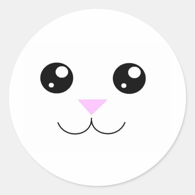Kawaii Animal Face Classic Round Sticker (Front)