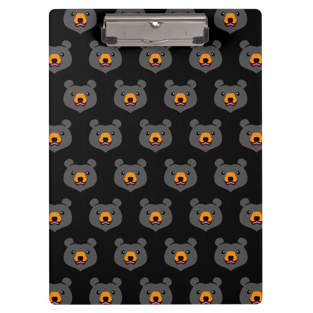 Kawaii Animal Lover Cartoon Black Bear Clipboard (Front)